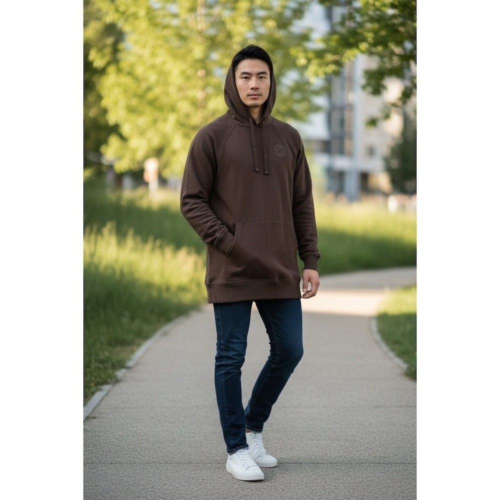 Gymshark Hoodie Mens Small Brown Pullover Fitness Athleisure Kangaroo longline